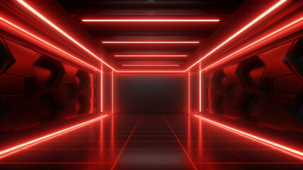 Futuristic Sci Fi Glowing Red Neon Laser Rectangle