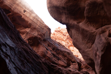 Rock formations found in canyon of Wadi Rum, Jordan