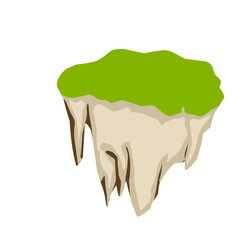 Flying Island With Grass Vector Illustration 