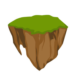 Flying Island With Grass Vector Illustration 