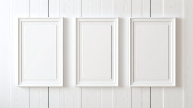 a white rectangular frame on a white wall