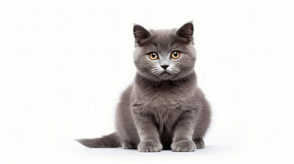 Grey kitten isolated on white background