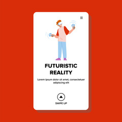 digital futuristic reality vector. cyber game, neon future, tech abstract digital futuristic reality web flat cartoon illustration