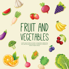 Social media post template design for fruit and vegetarian food