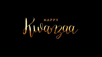 Happy Kwanzaa Text Animation on Gold Color. Great for Happy Kwanzaa Celebrations, for banner, social media feed wallpaper stories - Powered by Adobe