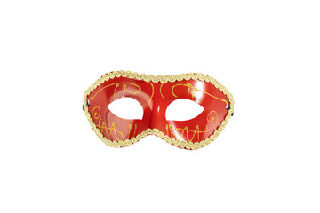 Carnival mask, red vintage masquerade accessory isolated