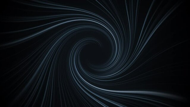 Abstract swirling thin lines on a dark blue background. 4k video animation with seamless loop.