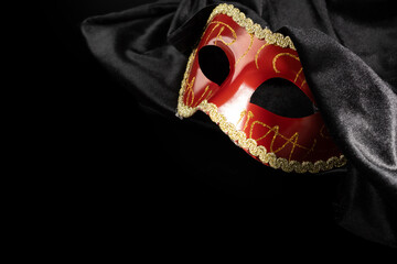 theatrical Carnival masks with fabric, a vintage accessories for opera or theater