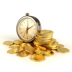 Growing gold money coins,financial services concept, web banner with copy space AI generative