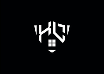 Fototapeta premium Real estate letter XL shield shape logo and house building vector template