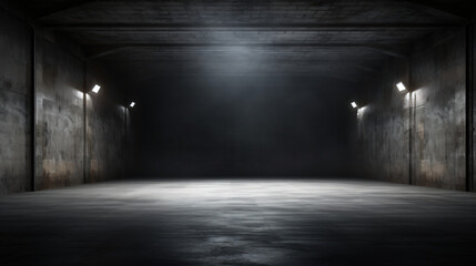Huge Big Dark Hall Garage Tunnel Corridor Car Empty