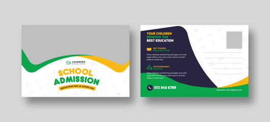 School admission, education, back to school, education postcard template