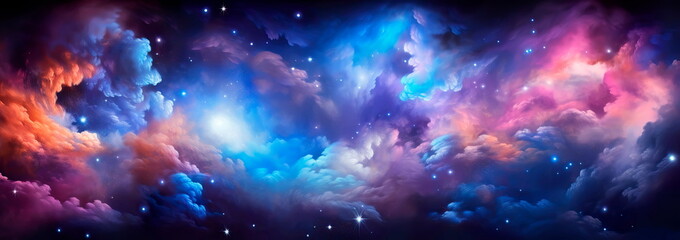 breathtaking cosmic landscape, nebulae and galaxies in space.