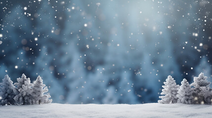 Fototapeta na wymiar blue Christmas background with snow for a banner or cover for a website postcard or flyer with place for text