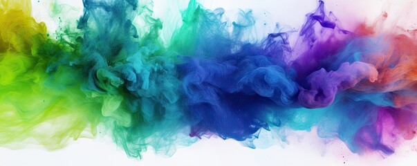 Fototapeta premium Abstract paint explosion. Vibrant symphony of colors and textures capturing dynamic motion of splashing powder watercolor and ink in creative burst of artistic energy