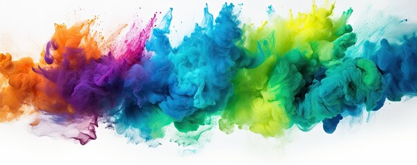 Abstract paint explosion. Vibrant symphony of colors and textures capturing dynamic motion of splashing powder watercolor and ink in creative burst of artistic energy - obrazy, fototapety, plakaty