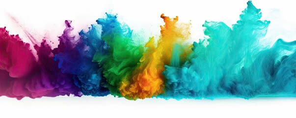 Fototapeta na wymiar Abstract paint explosion. Vibrant symphony of colors and textures capturing dynamic motion of splashing powder watercolor and ink in creative burst of artistic energy