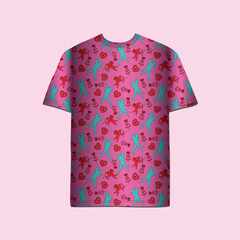 T-shirts and apparel trendy design with Valentine's day seamless repeat patterns and vector illustrations