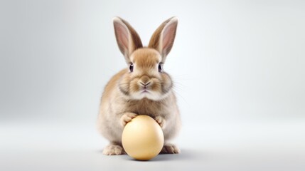 The easter bunny with painted easter egg, Happy easter season.