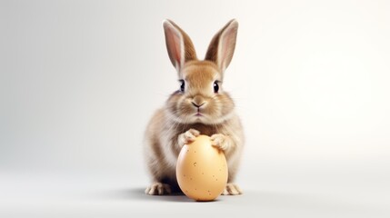 The easter bunny with painted easter egg, Happy easter season.