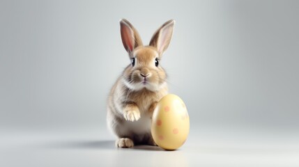 Naklejka na ściany i meble The easter bunny with painted easter egg, Happy easter season.