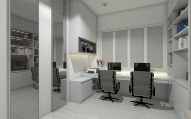 modern office interior with two desks