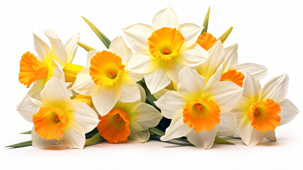 Obraz na płótnie Canvas Luminous daffodils or Narcissus isolated on white background