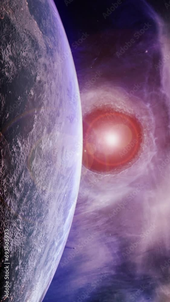 Wall mural planet in space. vertical design in 9:16 ratio.. smartphone and social media ready.
