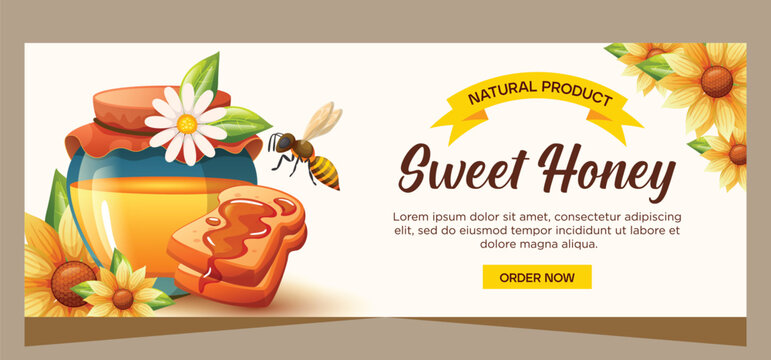 Realistic template honey banner design