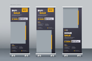 Real estate roll-up banner, Business roll up banner, pull up banner, or x banner print template