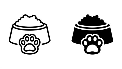Dog feeding line icon. Pets food sign. Pet bowl symbol on white background