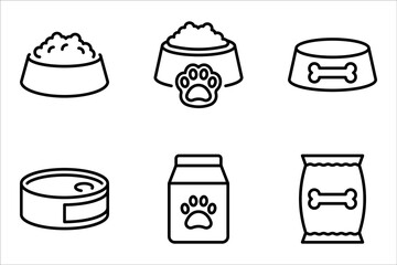 Dog feeding line icon. Pets food sign. Pet bowl symbol on white background