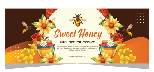 Banner template with honey concept design for promotion