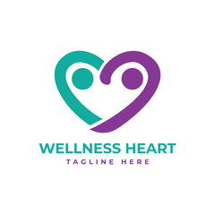 Heart Wellness Logo design modern and minimal concept