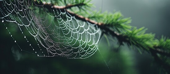 Macro photograph of forest spider web with shallow focus - Powered by Adobe