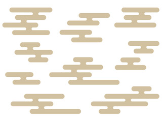 和風イメージな金色の霞雲シルエットのセット