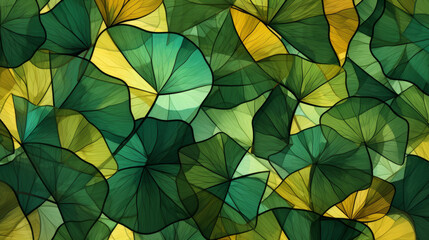 Fototapeta na wymiar Stained glass window background with colorful Leaf and Flower abstract.