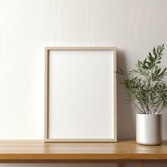 a picture frame and a plant in a pot