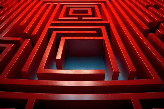 a red maze with a square and a square