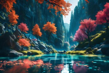 Obraz na płótnie Canvas lake in the forest