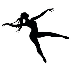 Fototapeta na wymiar Female dancer black icon on white background