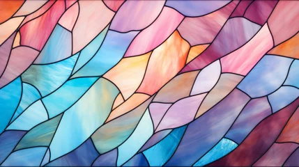 Photo sur Plexiglas Coloré Stained glass window background with colorful Leaf abstract. 