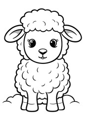 Sheep cartoon design coloring book design for kids and adults. Generative ai