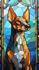 Stained glass art created from AI, a loyal pet. Smart and elegant