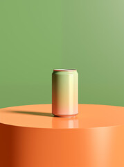 empty metal can on colorful background mockup