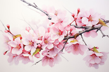 Watercolor spring seasonal cherry blossom flower and sakura flower Ai generated