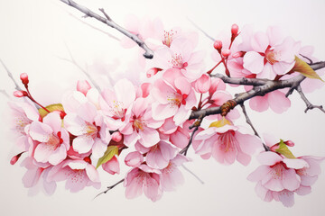 Watercolor spring seasonal cherry blossom flower and sakura flower  Ai generated
