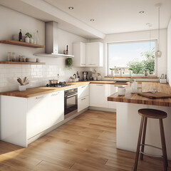 Modern white kitchen interior