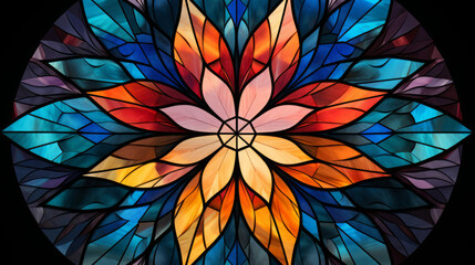 Stained glass window background abstract autumn leaves background 