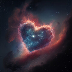 Celestial Cascade: Premium Quality Nebula Heart in a Starry Waterfall